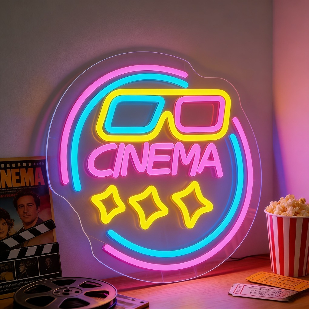 Home Cinema Wall Lights - Cinema 3D Glasses LED Neon Light