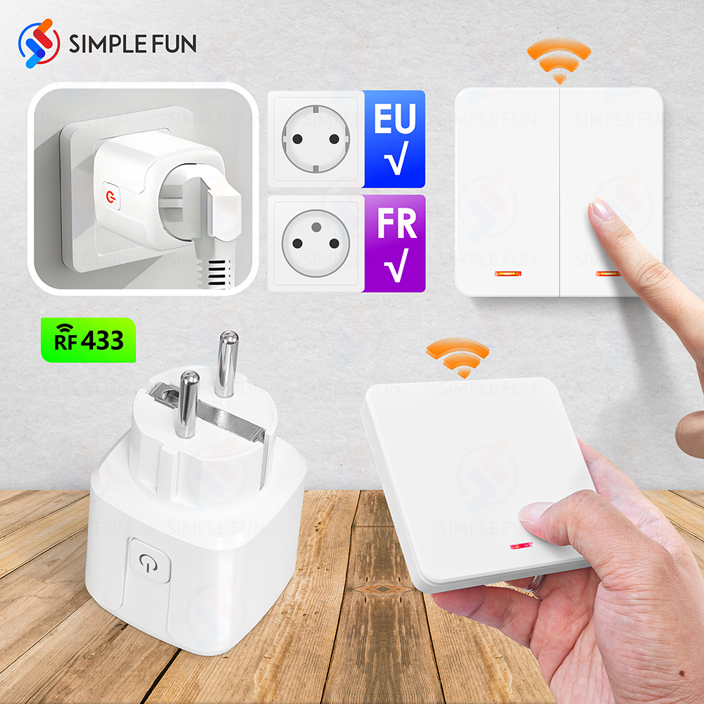 Home Cinema Wall Lights - Wireless Socket Remote Control Switch EU