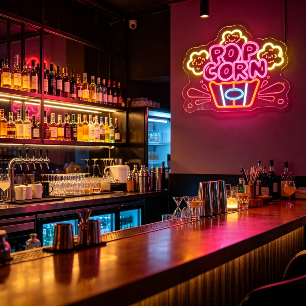 Popcorn Movie Cinema Neon Sign - Home Cinema Wall Lights ulasan dan harga