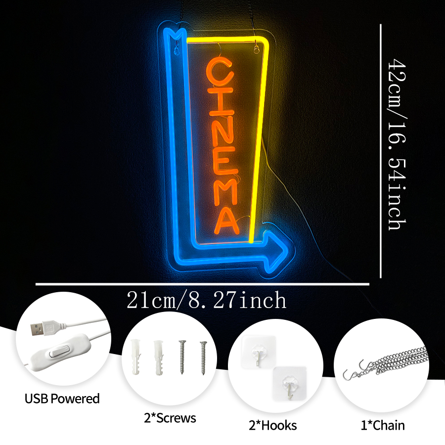 Cinema Neon Sign For Wall Deco - Home Cinema Wall Lights ulasan dan harga