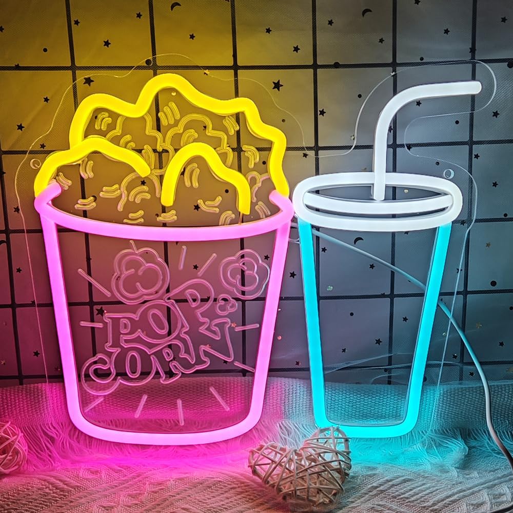 Popcorn Neon Sign LED Neon Lig - Home Cinema Wall Lights ulasan dan harga
