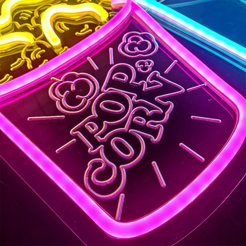 Popcorn Neon Sign LED Neon Lig - Home Cinema Wall Lights ulasan dan harga